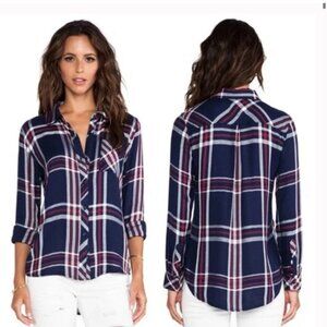 Rails Long Sleeve Button Down Shirt in Blue and Red Plaid